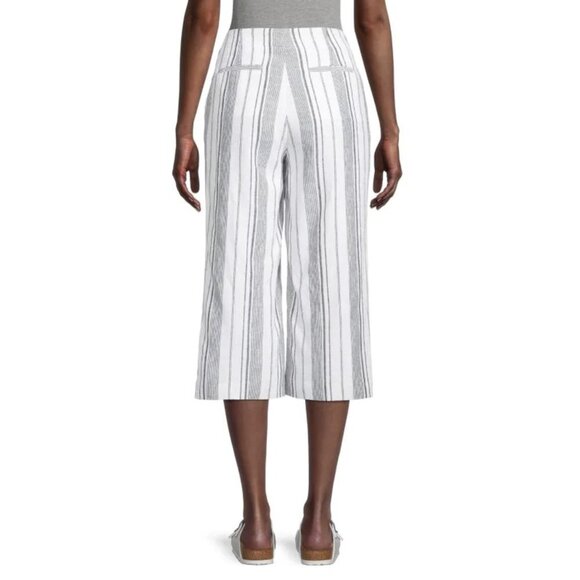 NWT Calvin Klein Striped Wide-Leg Cropped Linen Blend Pants Sz. 16W - Picture 2 of 3
